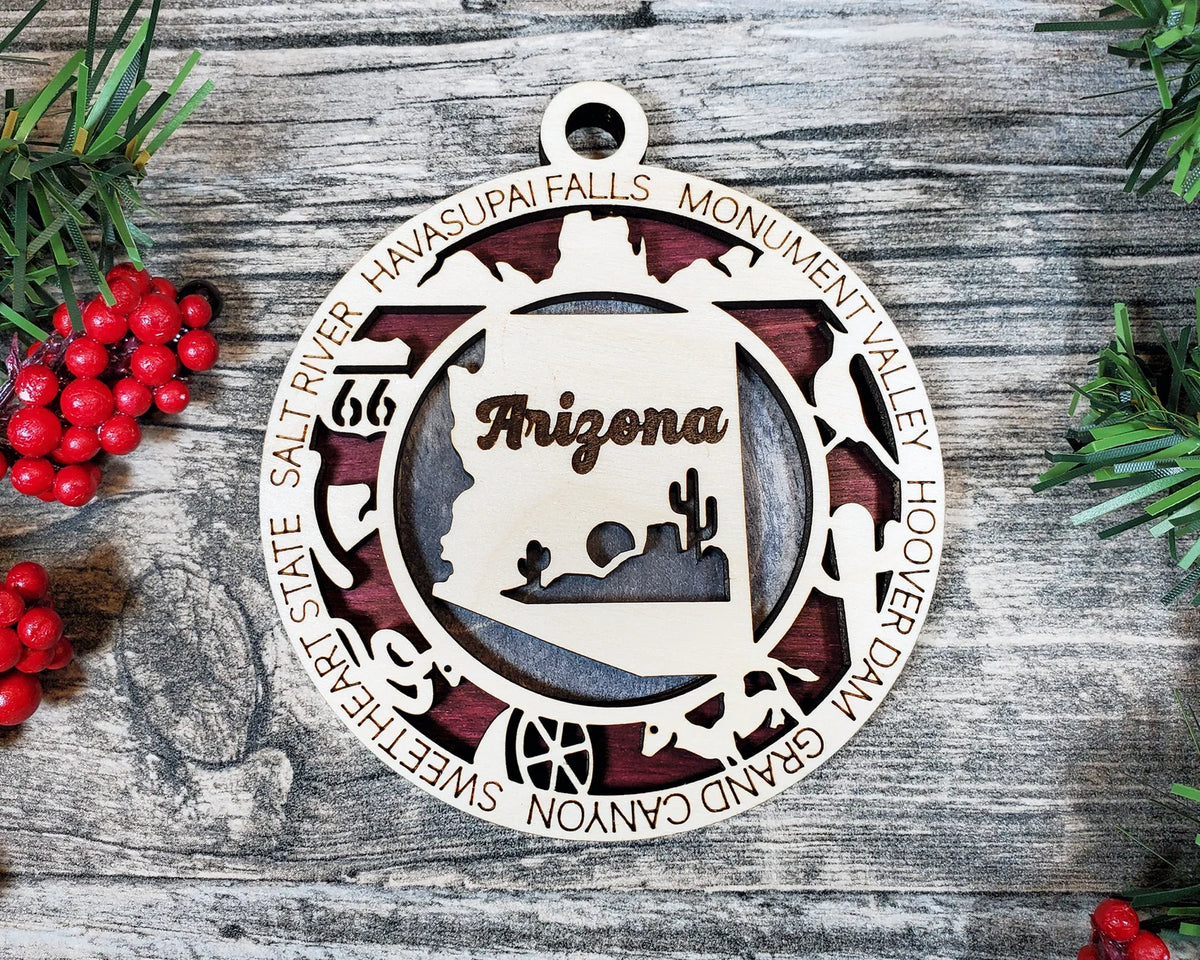 Arizona Layered Holiday Ornament