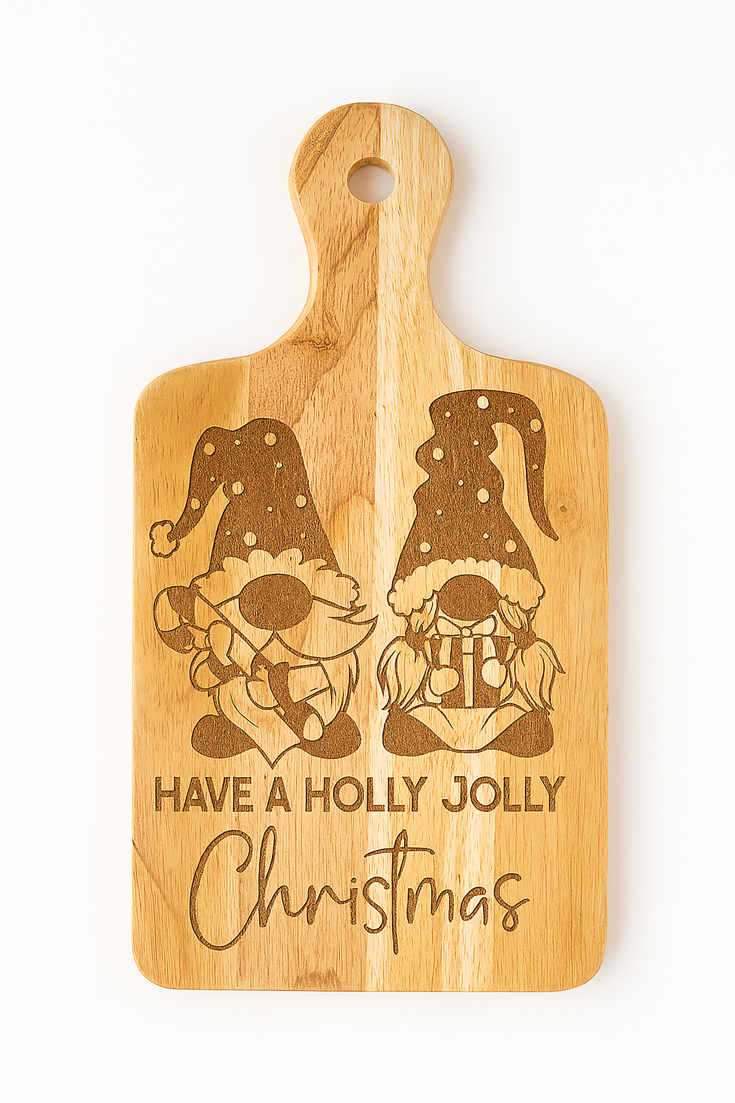 Holly Jolly Christmas Engraved Bamboo Cutting Board