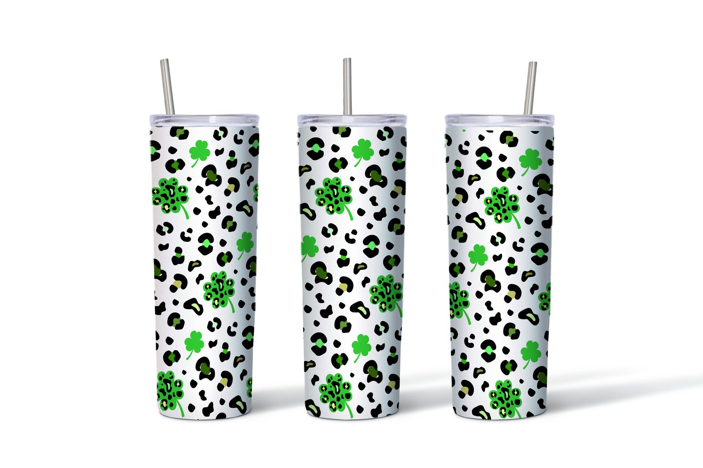 St. Patrick’s Day Leopard Shamrock – 20 oz Skinny Stainless Steel Tumbler