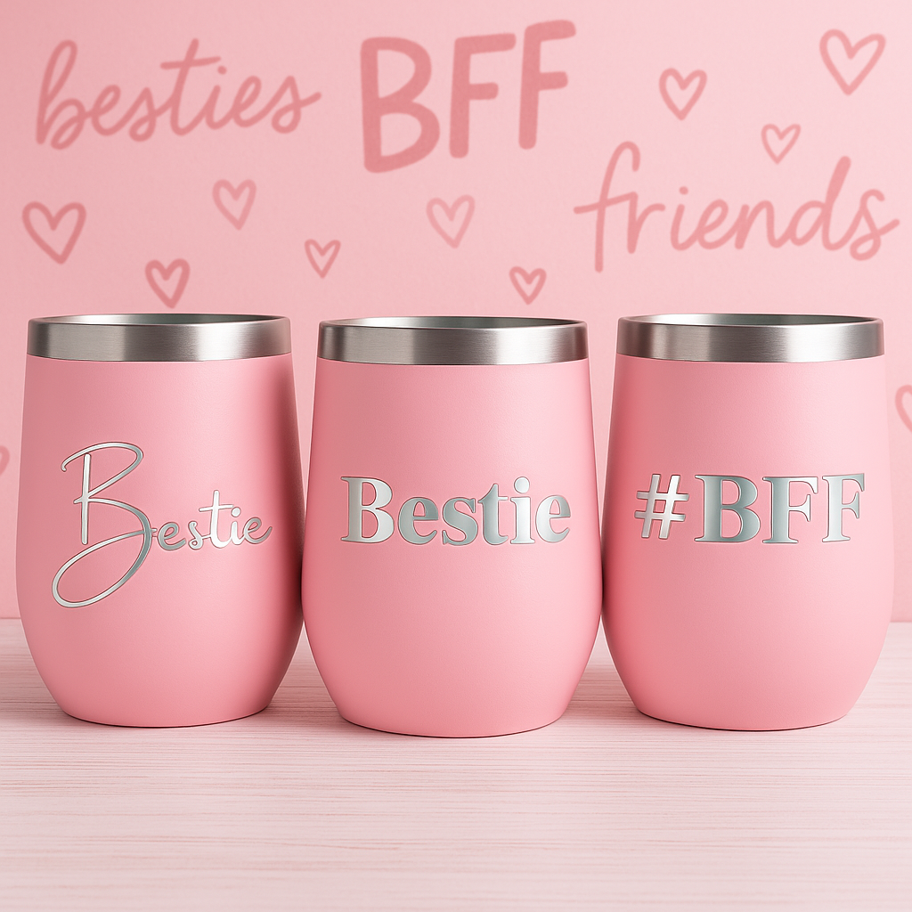 Bestie Bold Wine Tumbler PINK