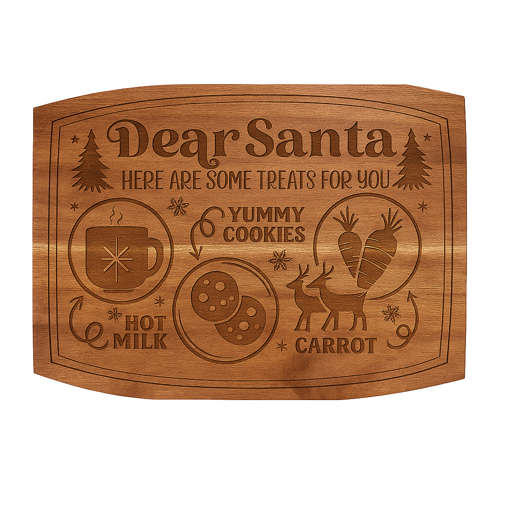 Santa Tray Engraved Acacia Wood