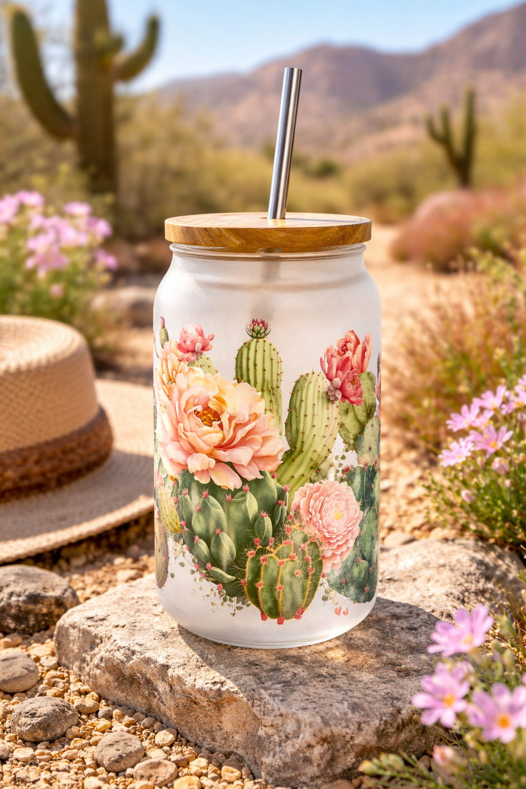Cactus Blooms – 16 oz Glass Tumbler