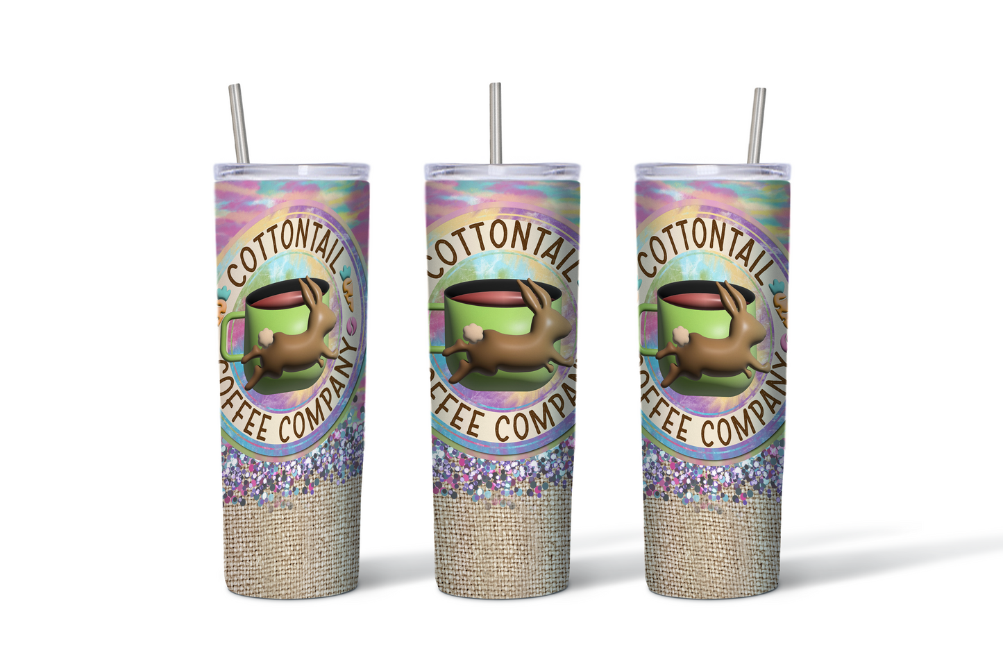 Cottontail Coffee Company β 20 oz Skinny Stainless Steel Easter Tumbler