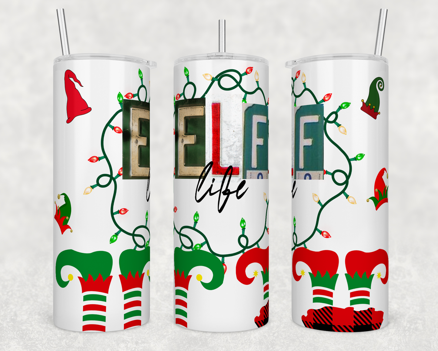“Elf Life” Christmas Lights Holiday Tumbler
