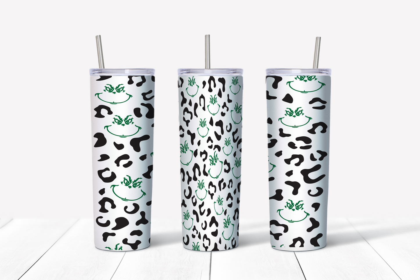 Resting Grinch Face Leopard Print Tumbler