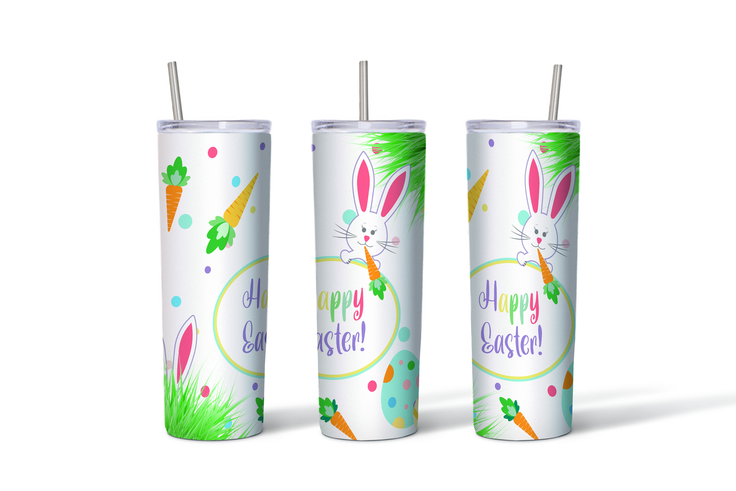 Happy Easter Bunny – 20 oz Skinny Stainless Steel Tumbler
