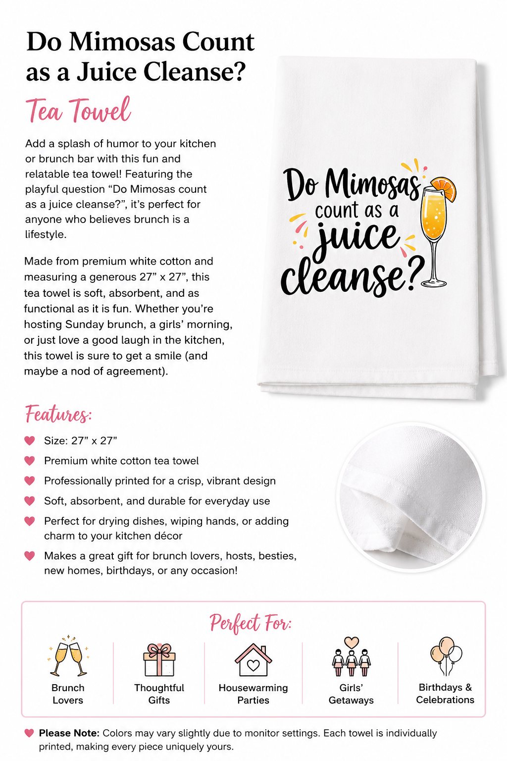 Do Mimosas Count as a Juice Cleanse? Tea Towel