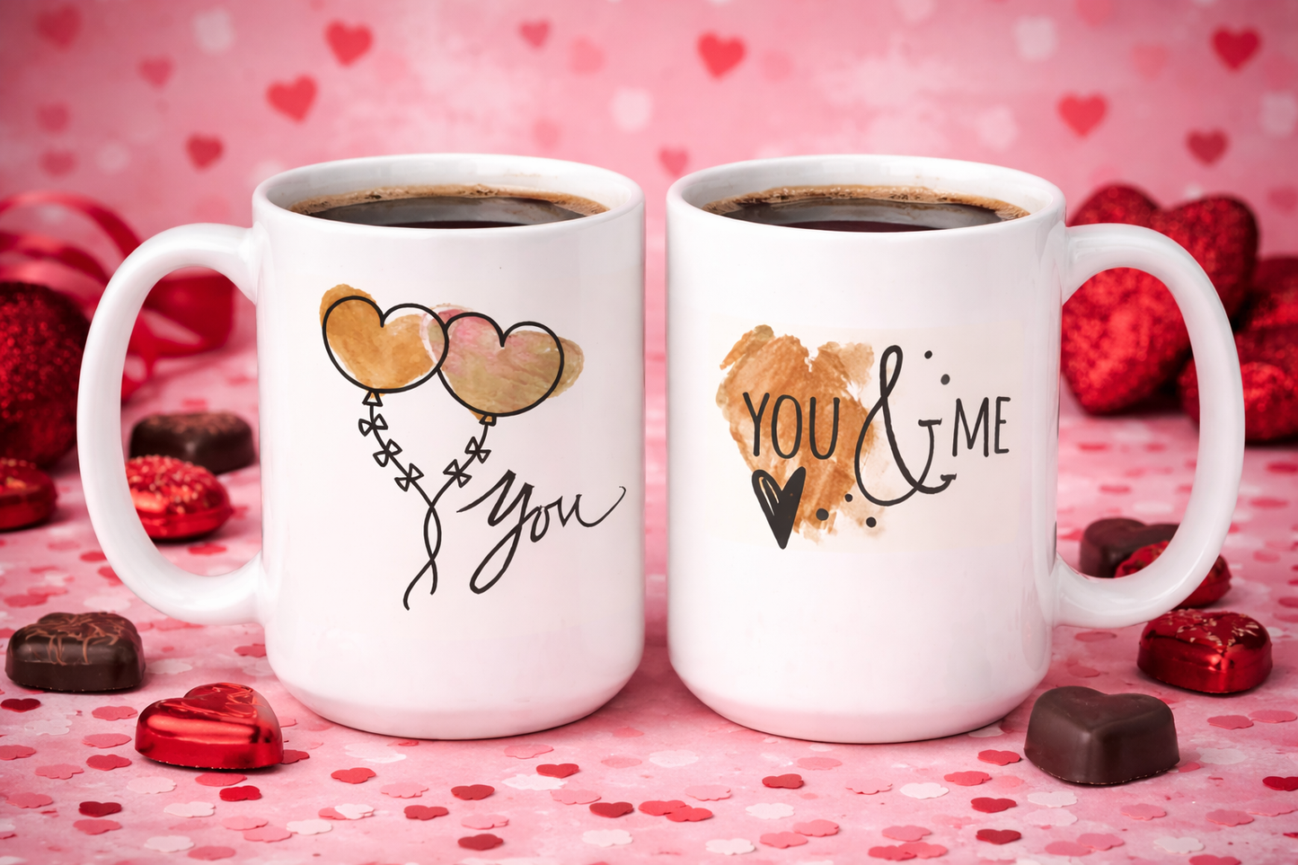 You & Me 15 oz Ceramic Mug Set - Includes (2) 15 oz Mugs