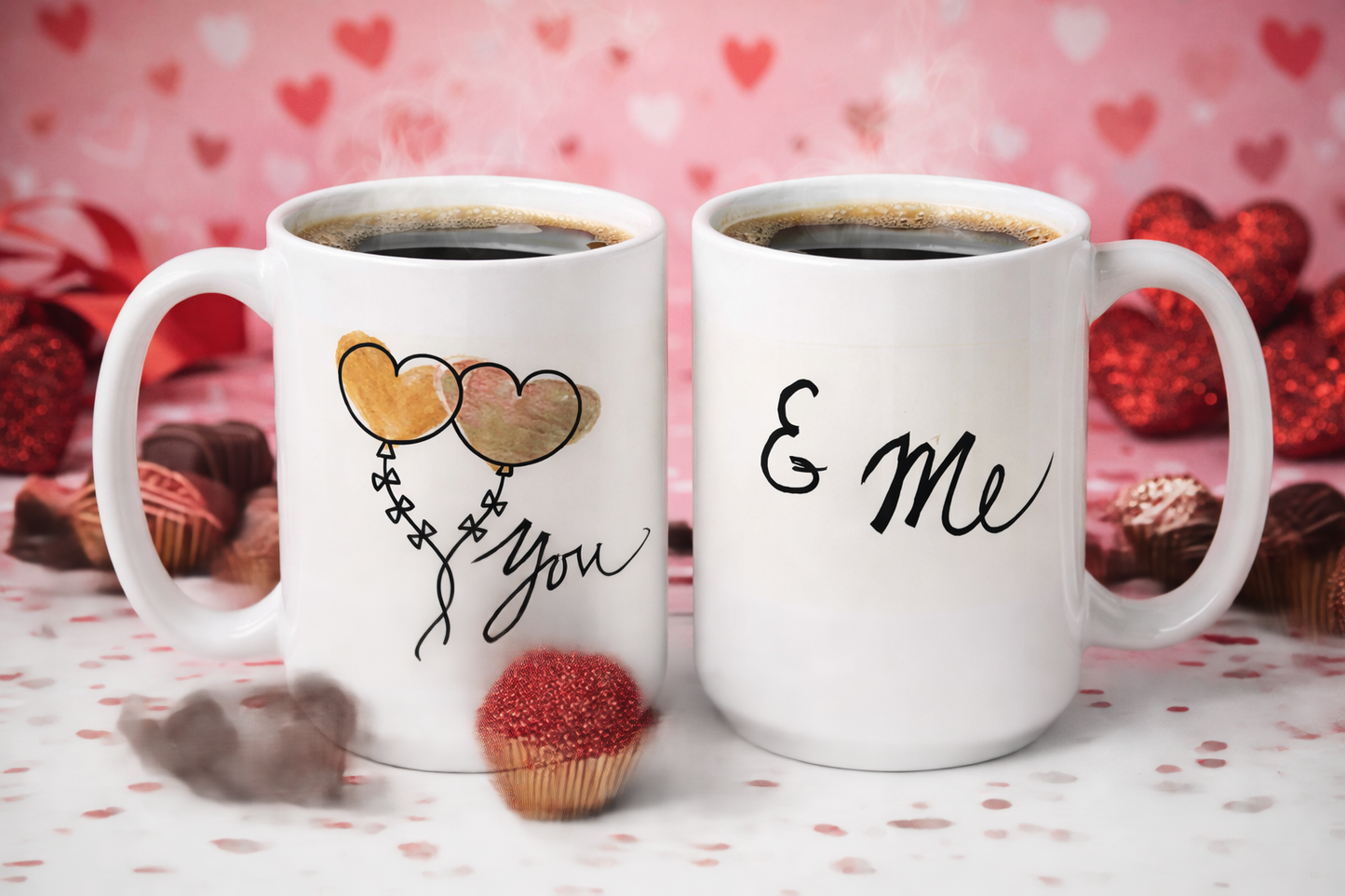 You & Me 15 oz Ceramic Mug Set - Includes (2) 15 oz Mugs