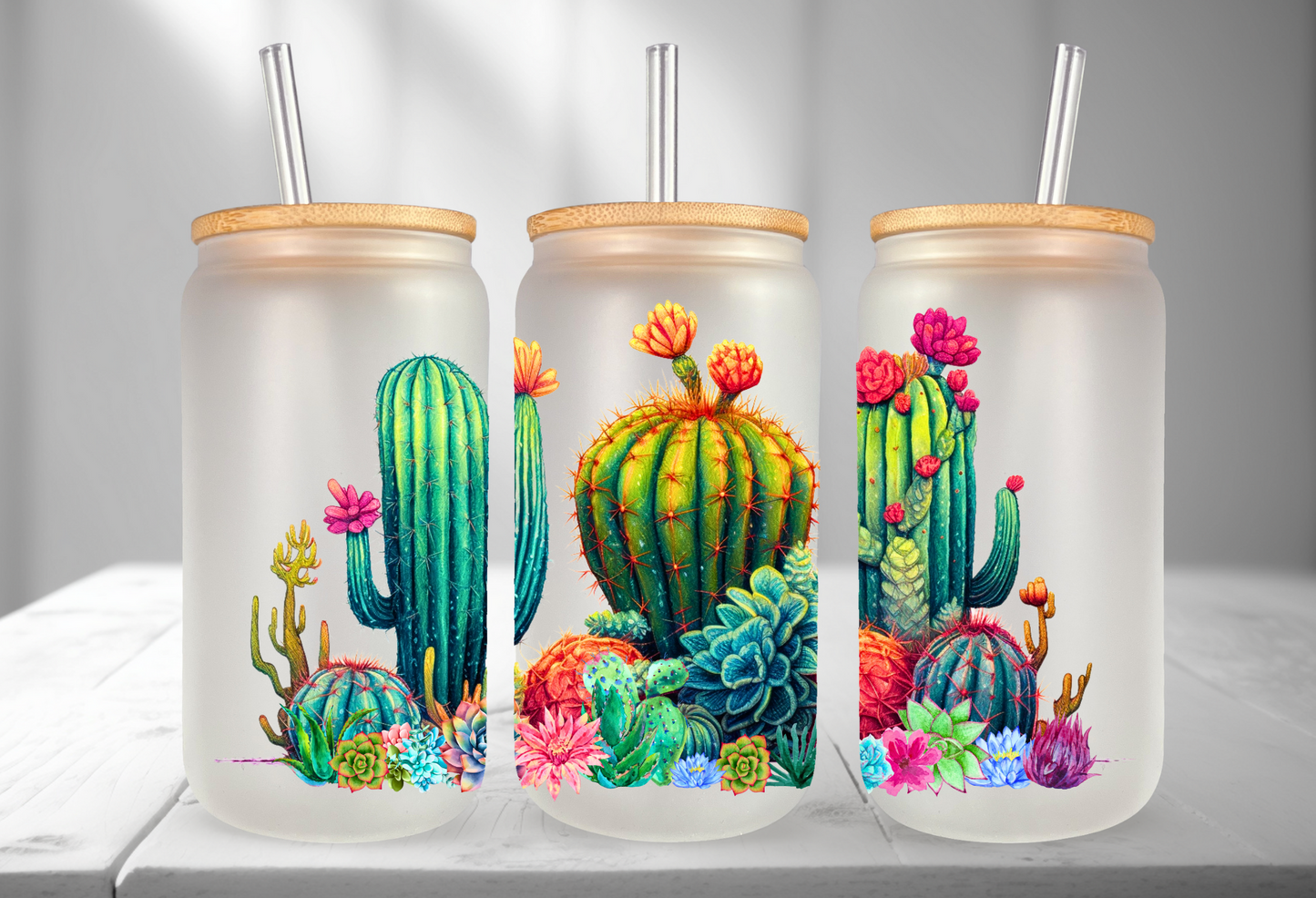 Barrel Cactus – 16 oz Glass Tumbler