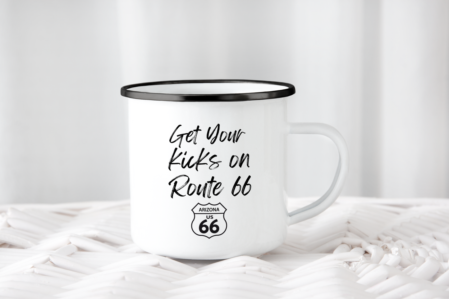 Get Your Kicks on Route 66 Enamel Mug