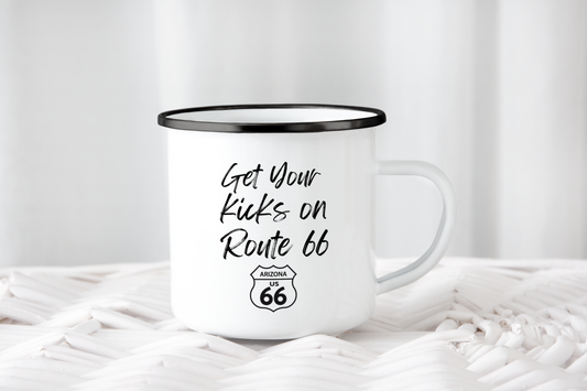 Get Your Kicks on Route 66 Enamel Mug