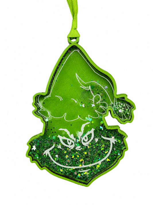 Grinch-Inspired Glitter Shaker Ornament – 3-Layer Christmas Ornament