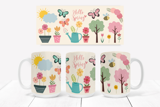 Hello Spring – 15 oz Ceramic Coffee Mug