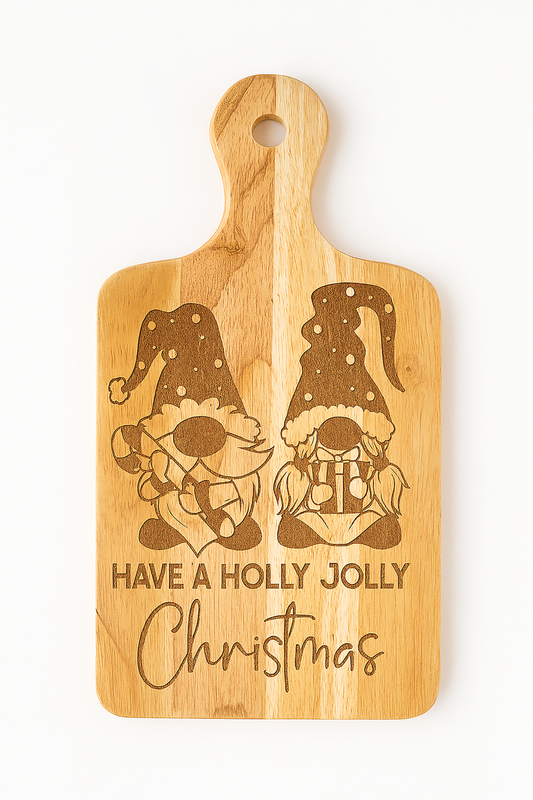Holly Jolly Christmas Engraved Bamboo Cutting Board