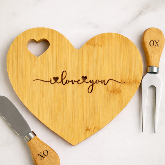 Heart Shape "I Love You" Cutting Board Set