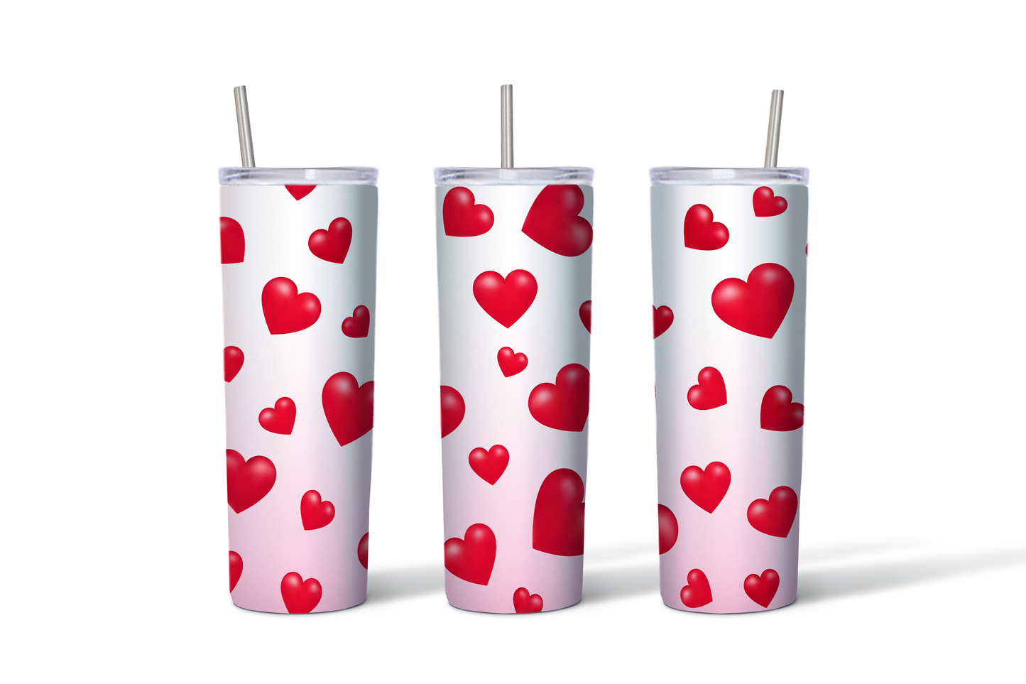 Large Red Hearts Valentine Ombre Tumbler - 20 oz. Stainless Steel