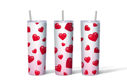 Large Red Hearts Valentine Ombre Tumbler - 20 oz. Stainless Steel