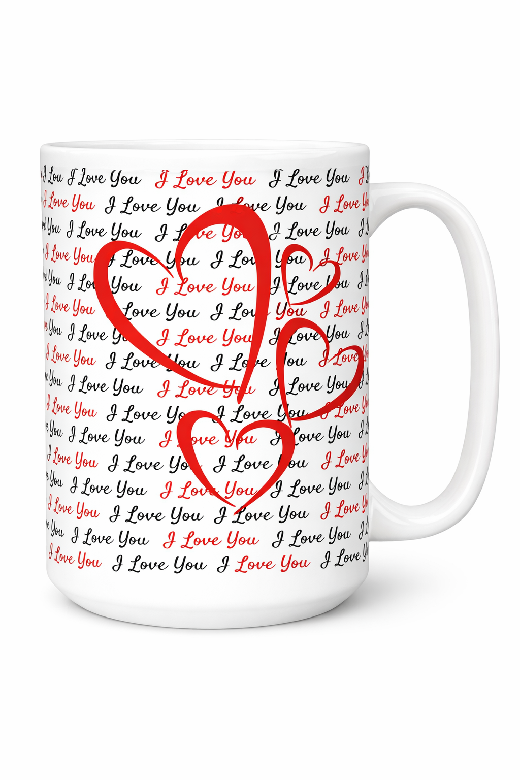 Love Notes Heart Mug - 15 oz Ceramic Mug with Endless I Love You's