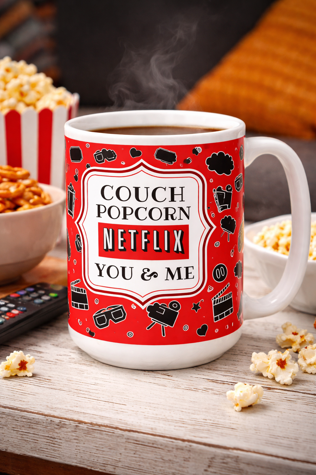 Couch, Popcorn, Netflix, You &amp; Me Mug - 15 oz. Movie Mug