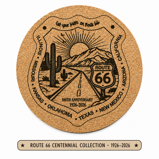 100 Year Route 66 Commemorative Cork Coaster