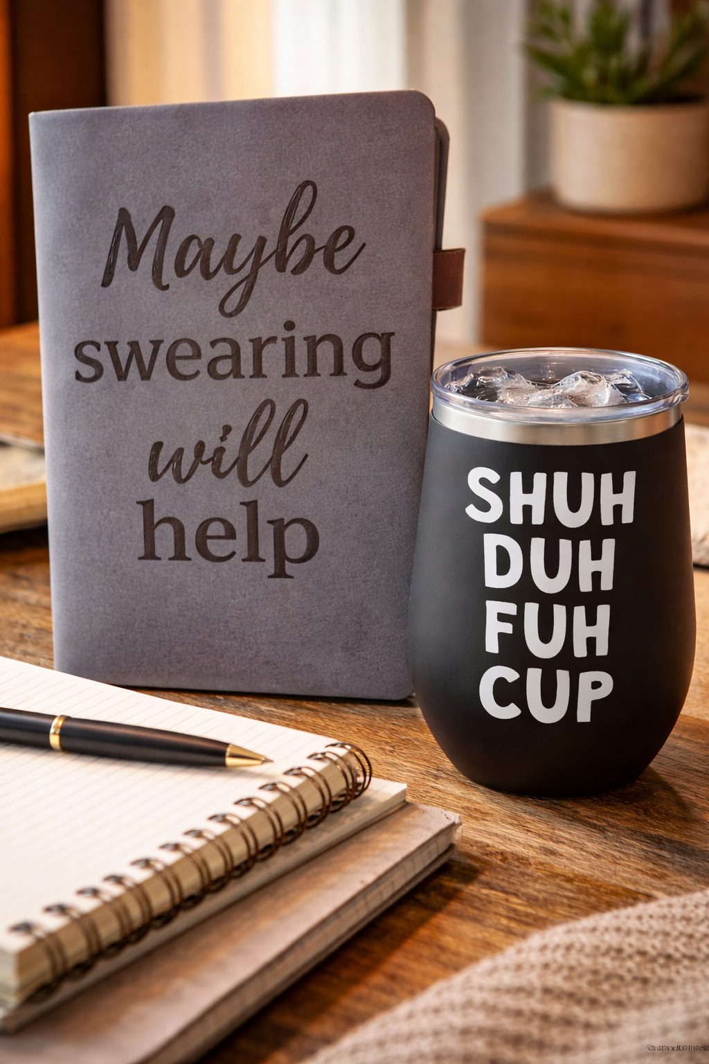 Maybe Swearing Will Help – A5 Faux Leather Journal (Hardcover)