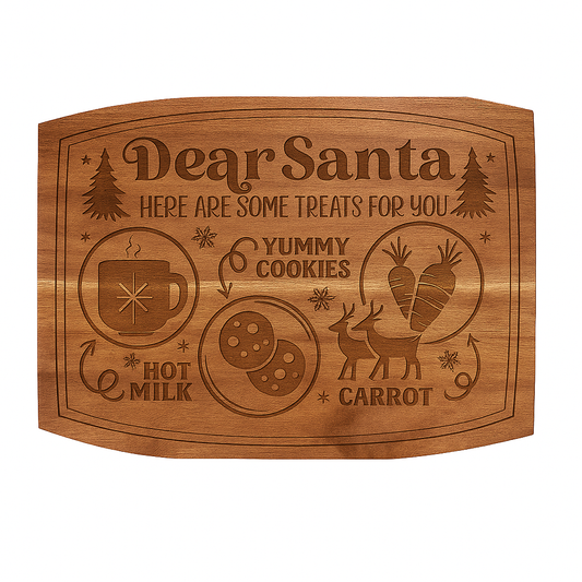 Santa Tray Engraved Acacia Wood