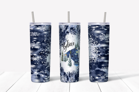 Believe” Polar Express Design - 20 oz Christmas Tumbler