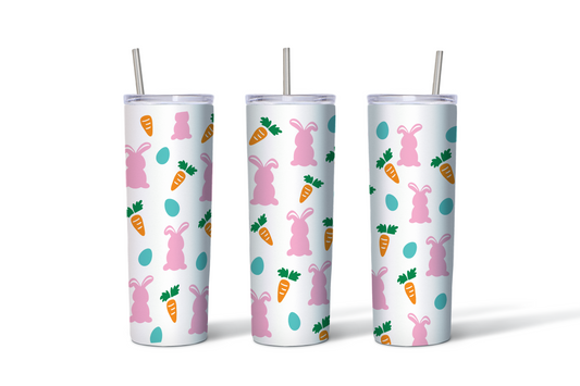 Easter Bunny + Carrots Pattern – 20 oz Skinny Tumbler