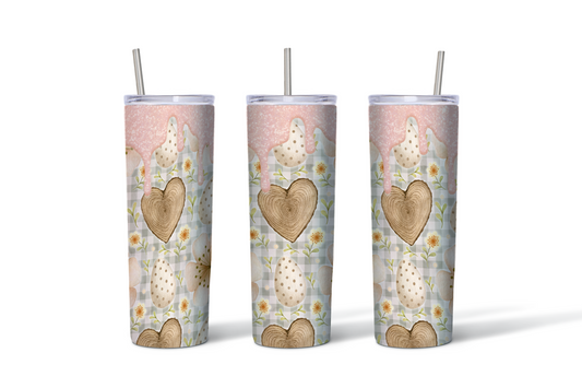 Spring Wooden Heart &amp; Easter Eggs – 20 oz Skinny Stainless Steel Tumbler