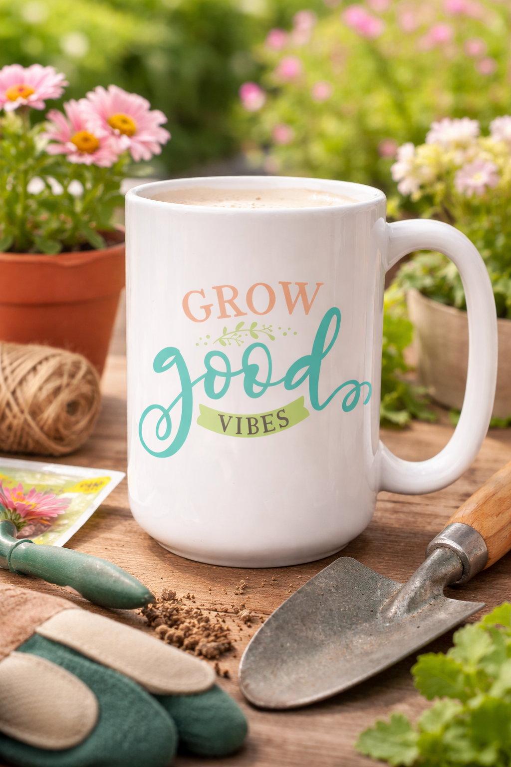 Grow Good Vibes – 15 oz Ceramic Coffee Mug