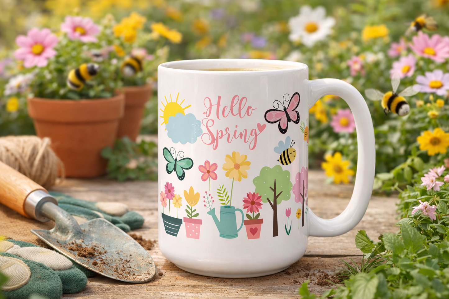 Hello Spring – 15 oz Ceramic Coffee Mug
