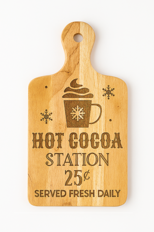 Hot Cocoa Station Engraved Bamboo Wood Cutting Board