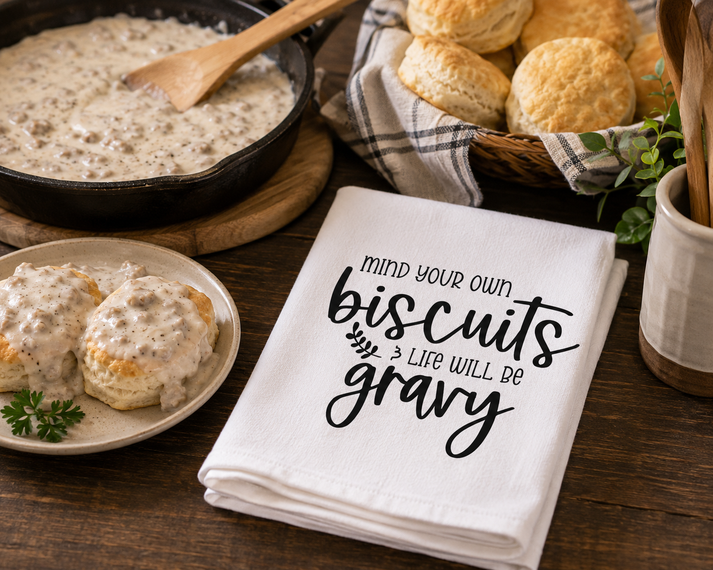 Mind Your Own Biscuits Tea Towel