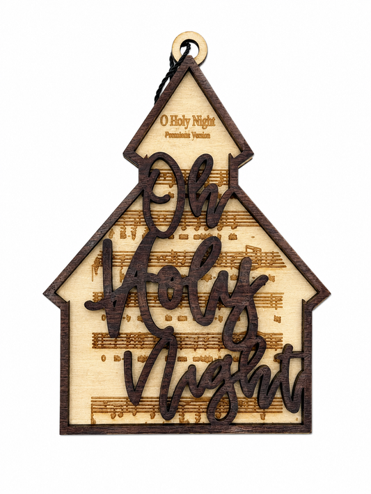 O Holy Night Church Ornament – Layered Wooden Christmas Ornament