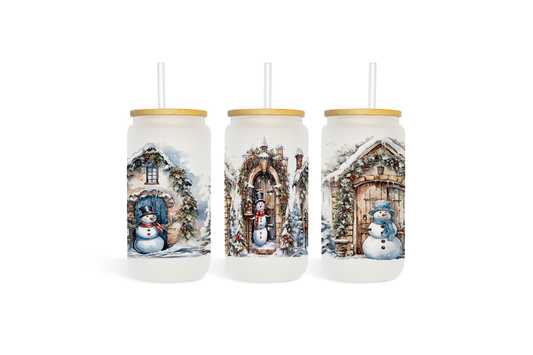 Snowman Village Edition Glass Tumbler