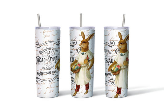 Vintage Easter Bunny Tumbler with Basket/Easter Eggs - 20 oz Stainless Steel