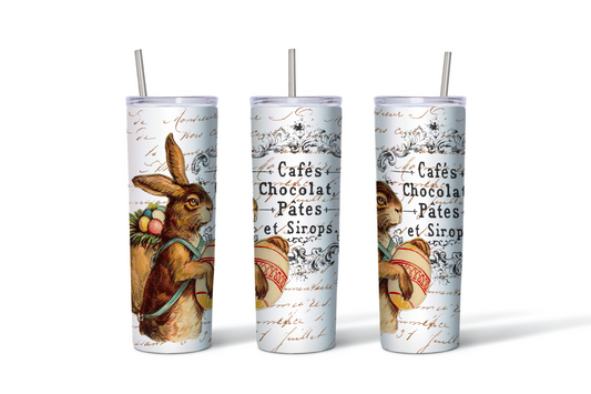 Vintage Easter Bunny Tumbler with Backpack/Easter Eggs - 20 oz Stainless Steel