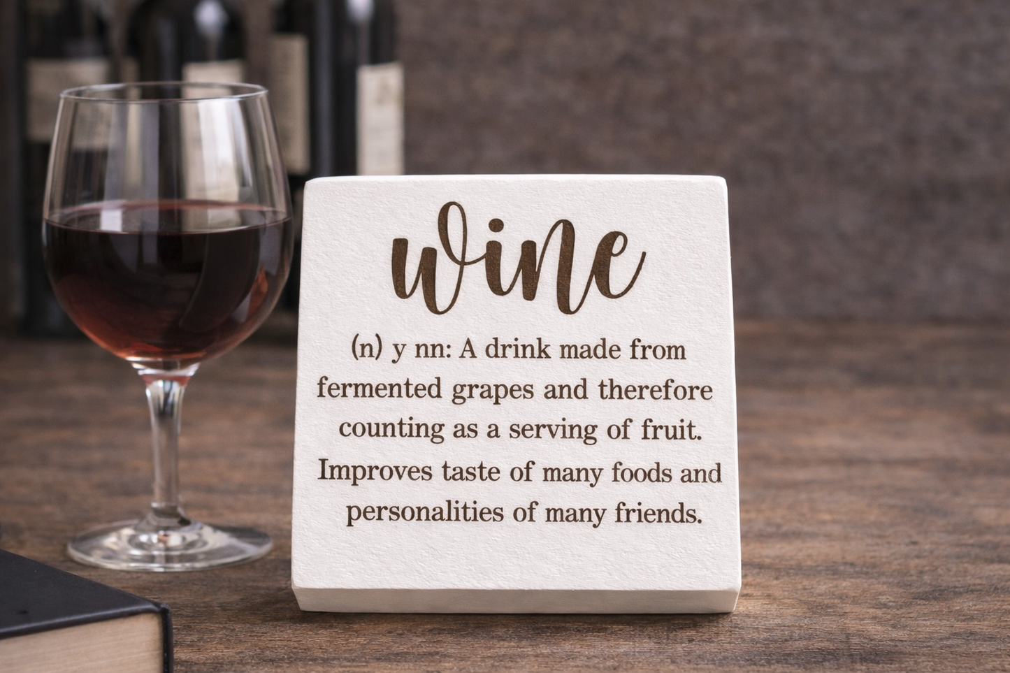 Wine and Wisdom on Wood - Funny Wood Block Signs – Snarky Shelf &amp; Desk Decor