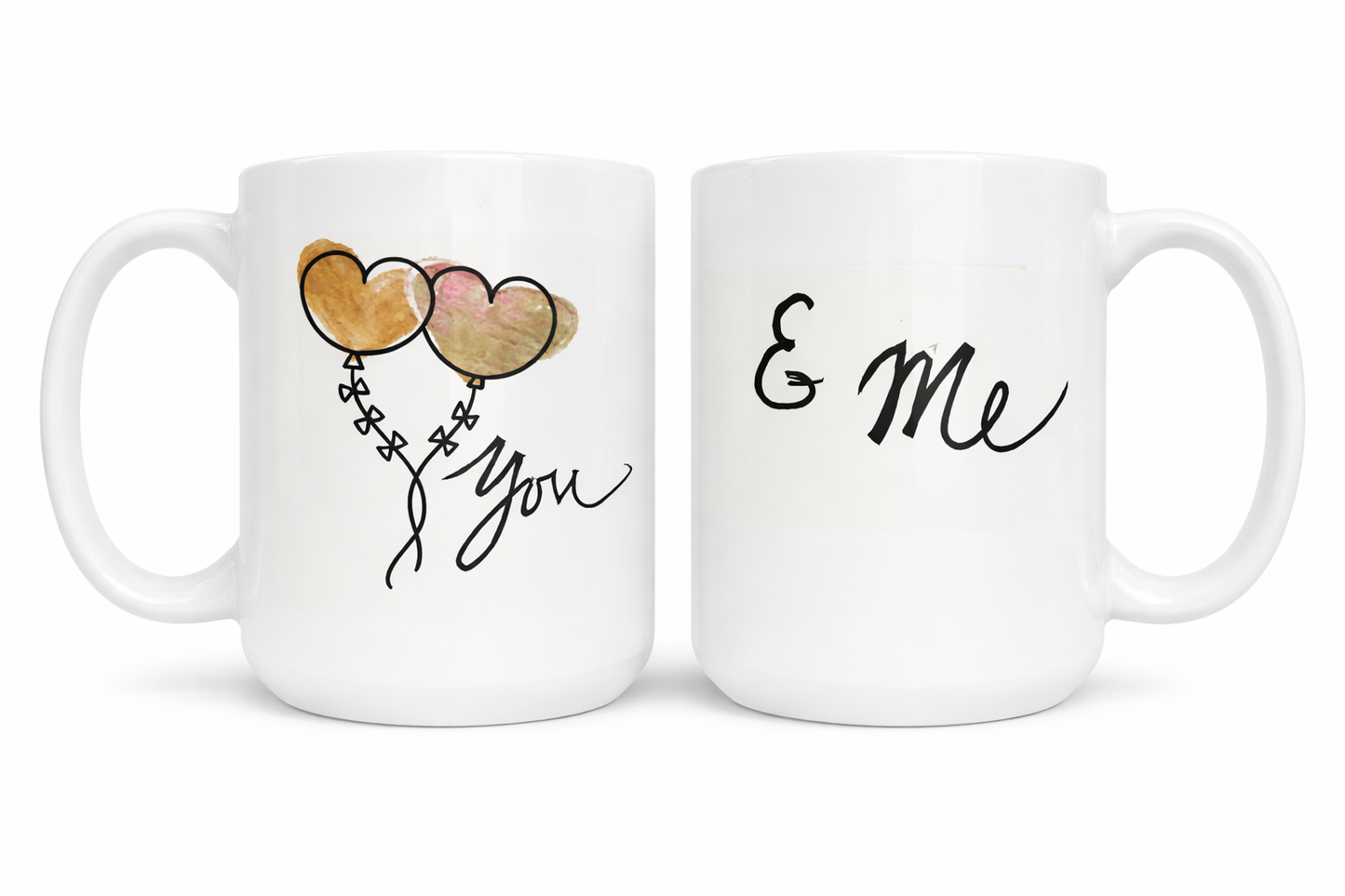 You & Me 15 oz Ceramic Mug Set - Includes (2) 15 oz Mugs